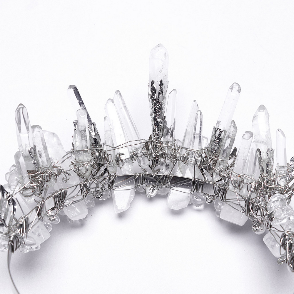 Gothic White Crystal Crown with Frosted Spikes