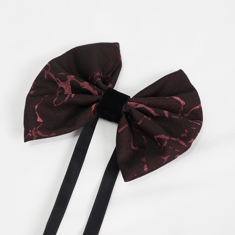 Gothic Wine Red Jacquard Bowtie / Men's Lace-up design Bowtie / Fashion Male Accessories