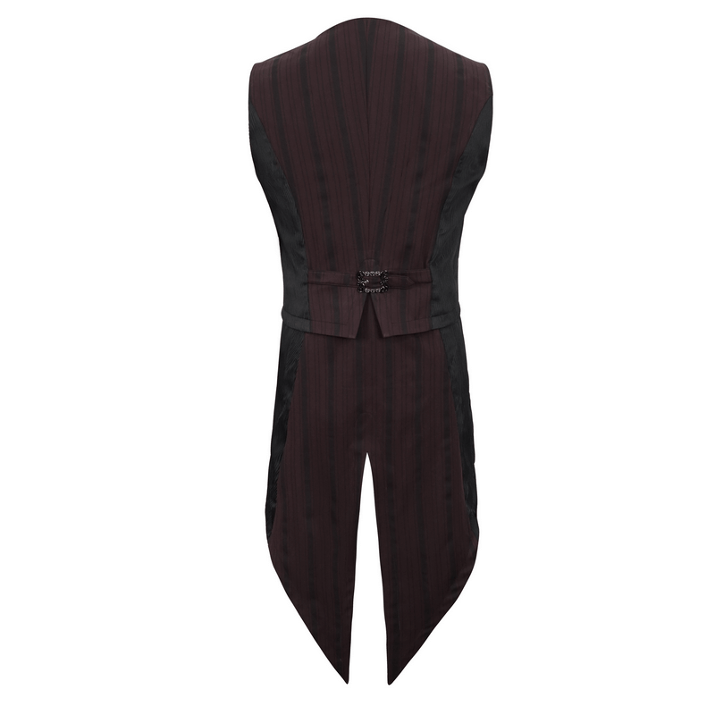 Gothic Wine Red Stripes Waistcoat with Datachable Swallow Tail / Male V-Neck Buttons Waistcoat
