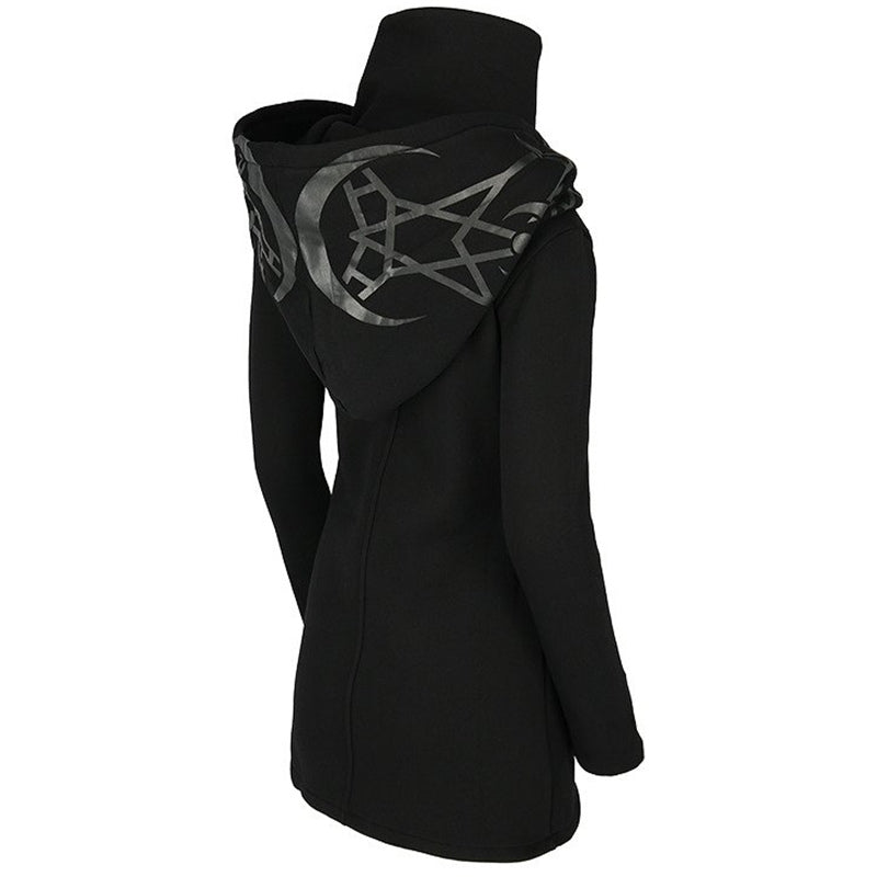 Gothic Women Hoodie with Long Sleeve / Female Zipper Sweatshirt in Gothic Style
