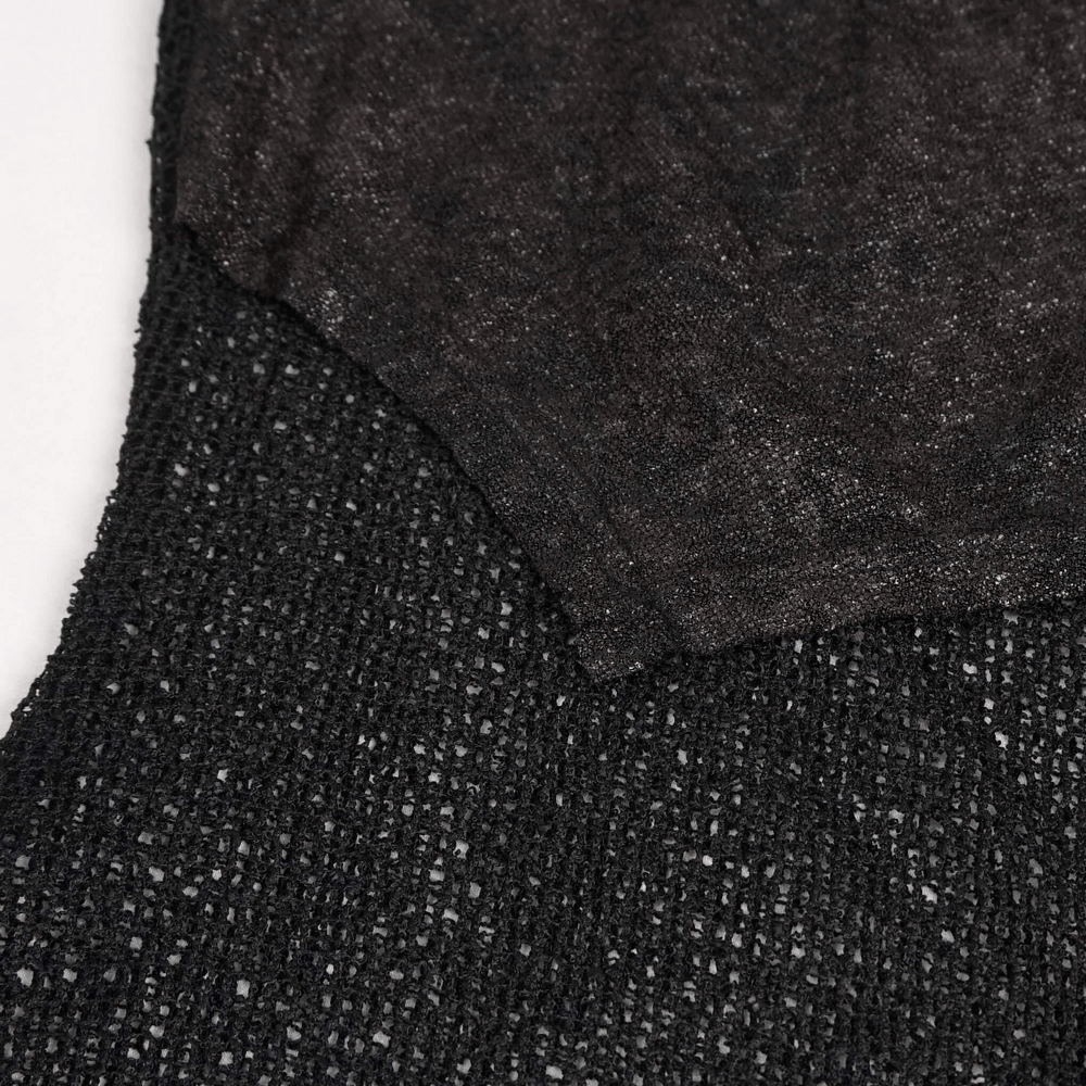 Gothic Women's Black Toр With O-Neck and Strap / Steampunk Style Ladies Mesh Clothing