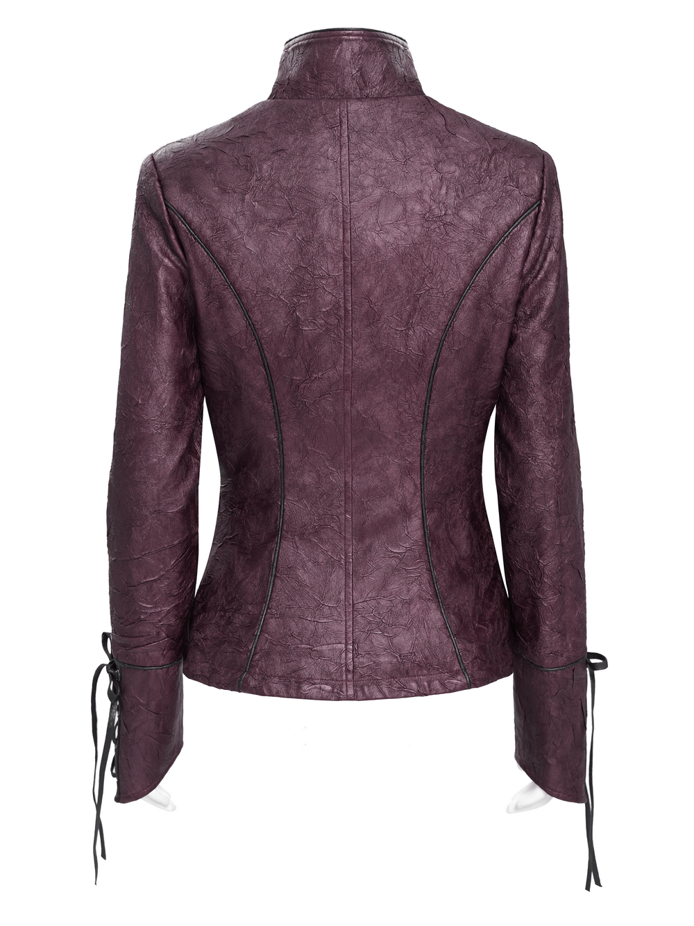 Gothic Women's Purple Faux Leather Jacket with Buckles