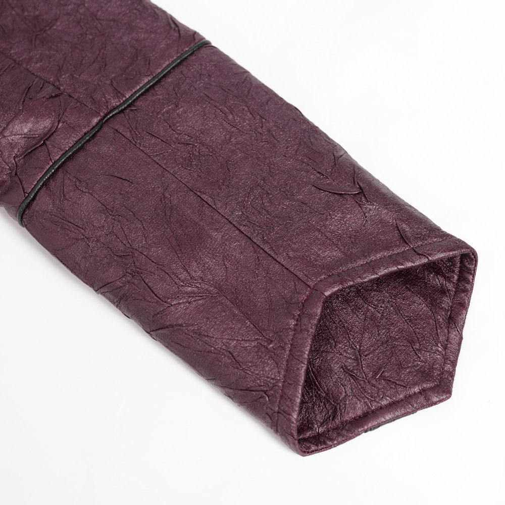 Gothic Women's Purple Faux Leather Jacket with Buckles