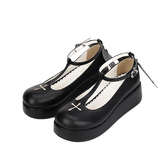 Gothic Women Shoes Of T-Strap And Platform Heel / Casual Footwear