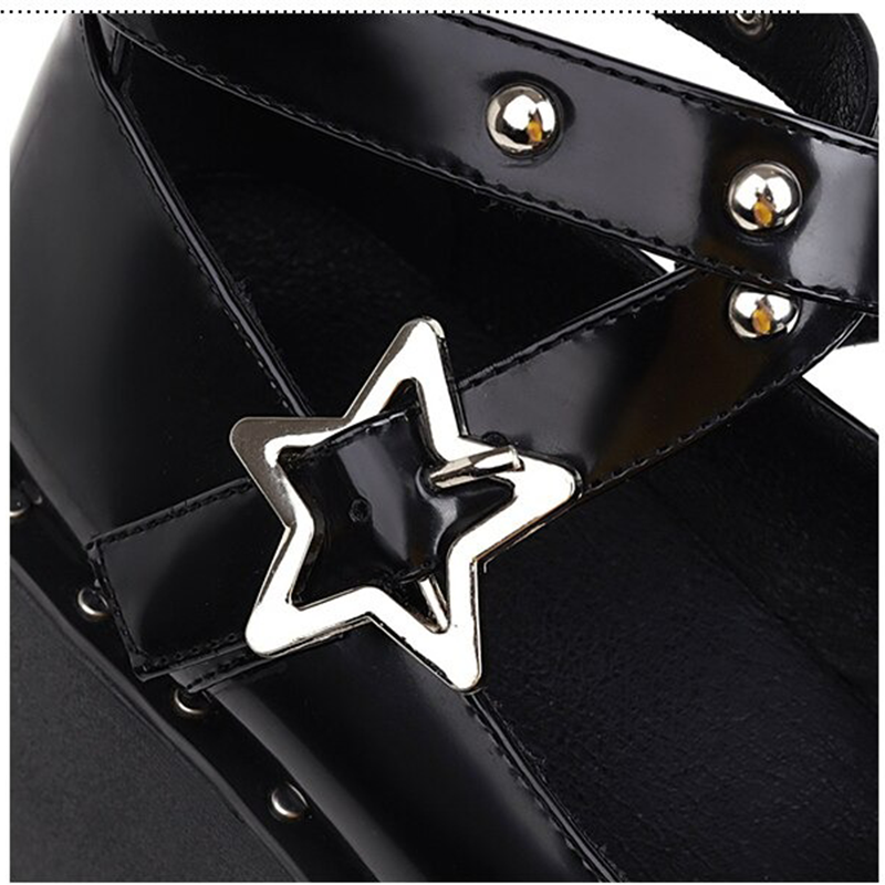 Gothic Women Wedges Pumps on Platform / Fashion Shoes With Rivets Rhinestone For Autumn