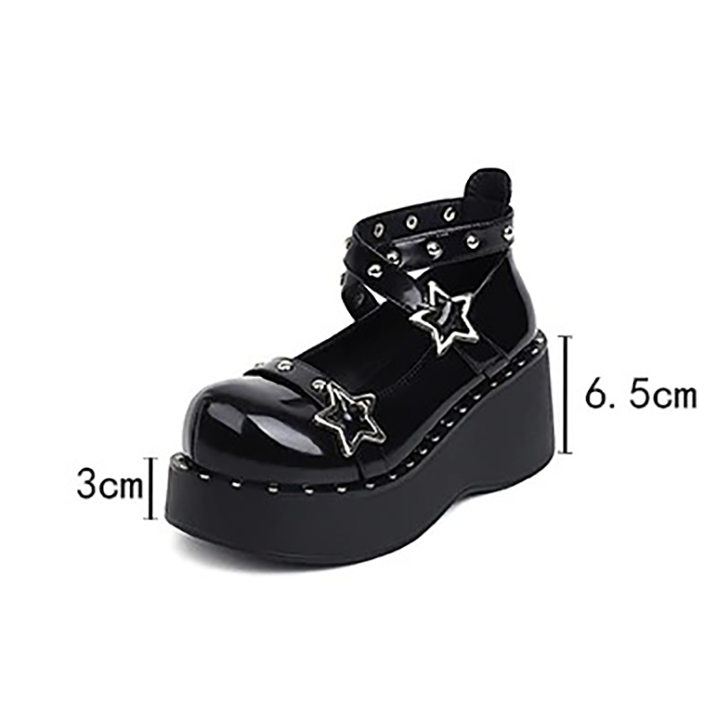 Gothic Women Wedges Pumps on Platform / Fashion Shoes With Rivets Rhinestone For Autumn