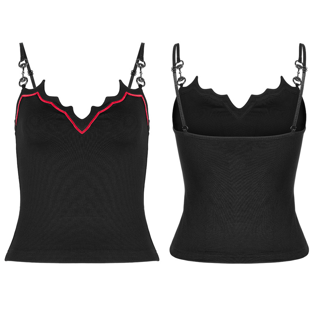 Gothic Women's Bat Edge Camisole with Metal Accents