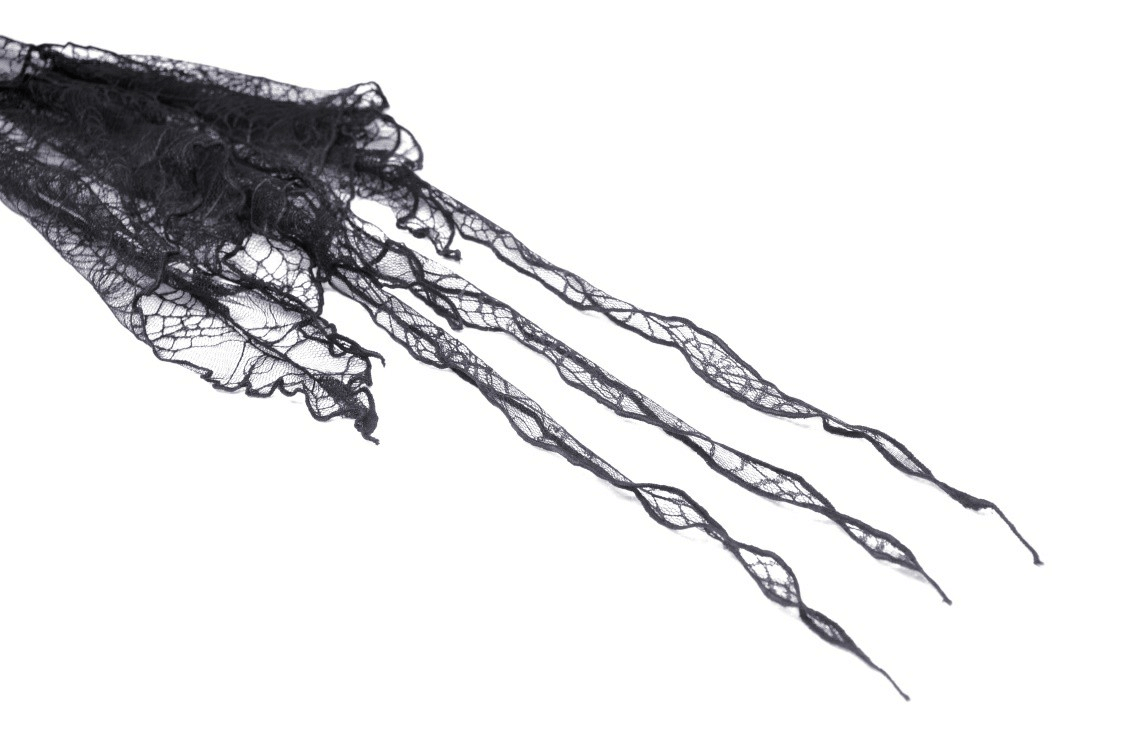 Gothic Women's Black Sheer Delicate Lace Hooded Cape