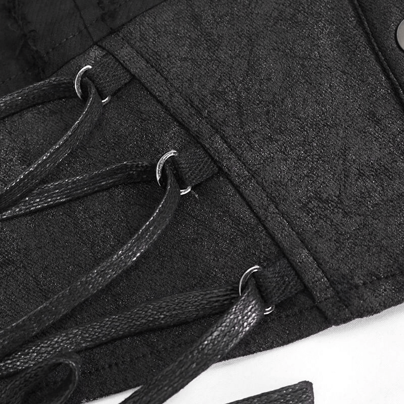 Gothic Women's Black Short Sleeve Blouse / Original Lady Turn-down Collar Short Shirt on Buttons