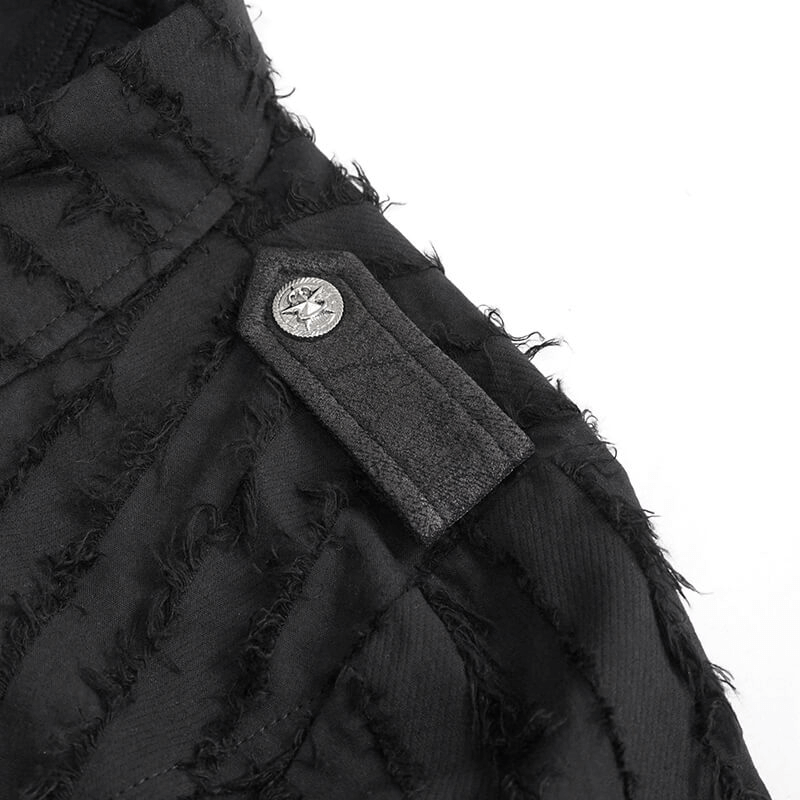 Gothic Women's Black Short Sleeve Blouse / Original Lady Turn-down Collar Short Shirt on Buttons