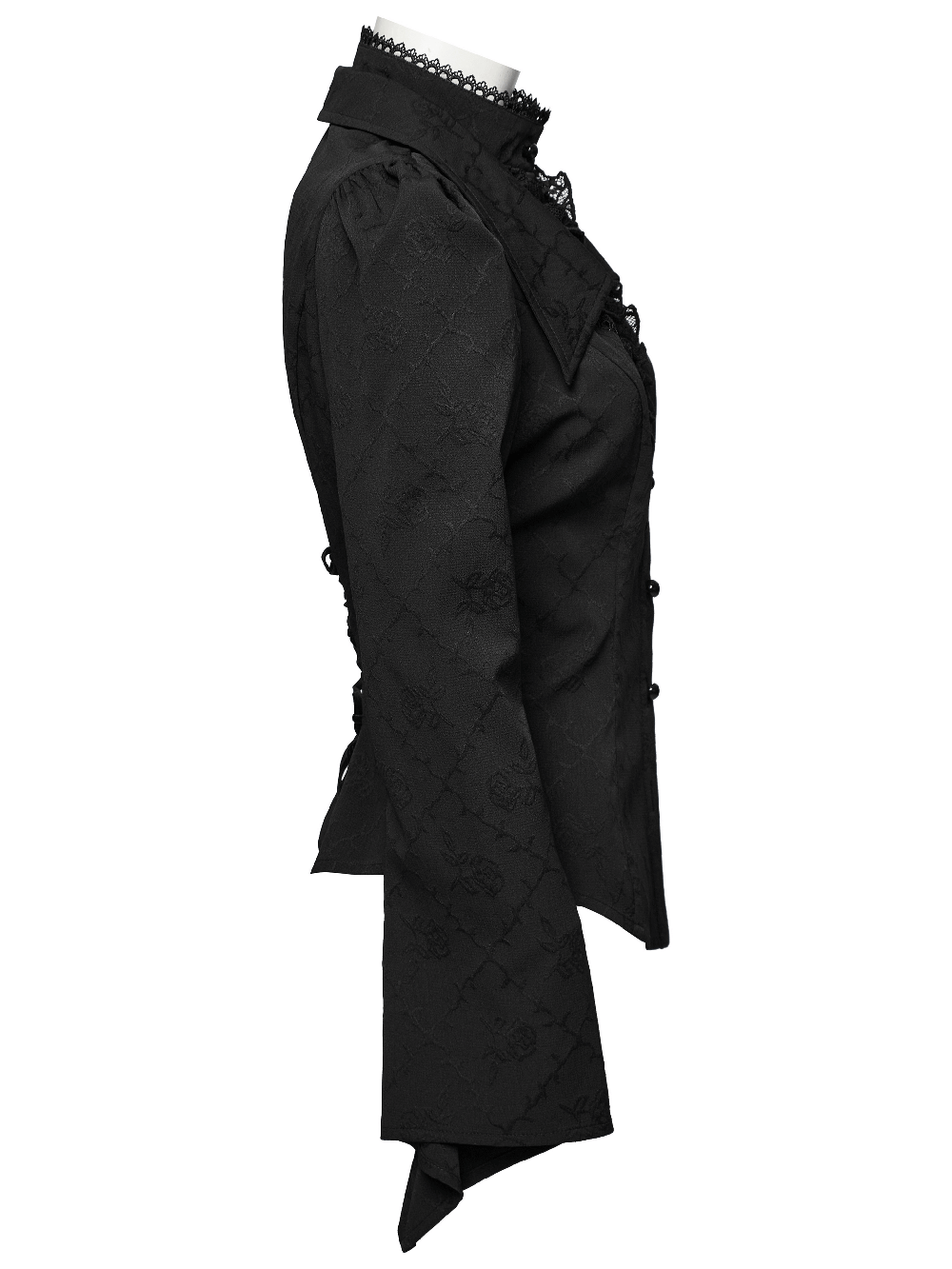 Gothic Women's Blouse with Lace-Up Back and Double Collar