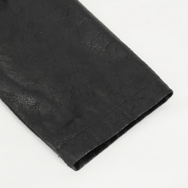 Gothic Women's Buckle Straps Faux Leather Mid-Length Coat