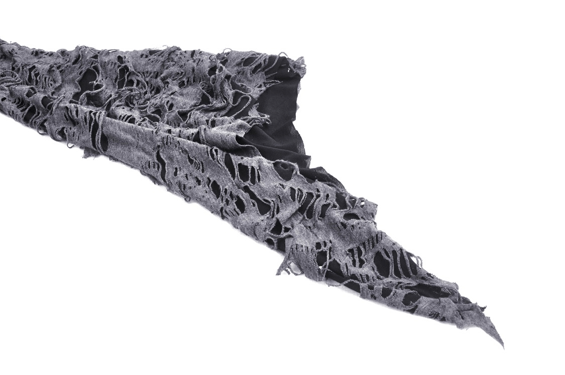 Gothic Women's Lace-Up Shredded Top with Bell Sleeves