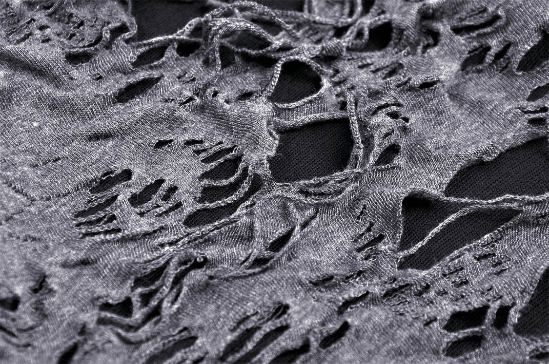 Gothic Women's Lace-Up Shredded Top with Bell Sleeves