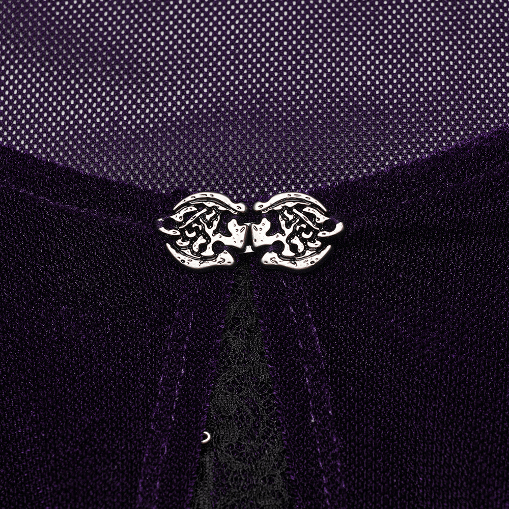 Gothic Women's Layered Mesh Top with Gorgeous Lace Hooks