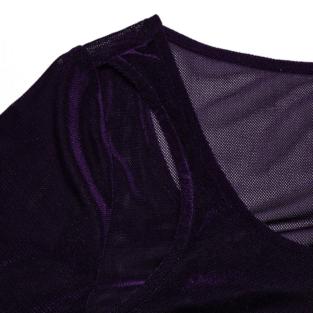 Gothic Women's Layered Mesh Top with Gorgeous Lace Hooks