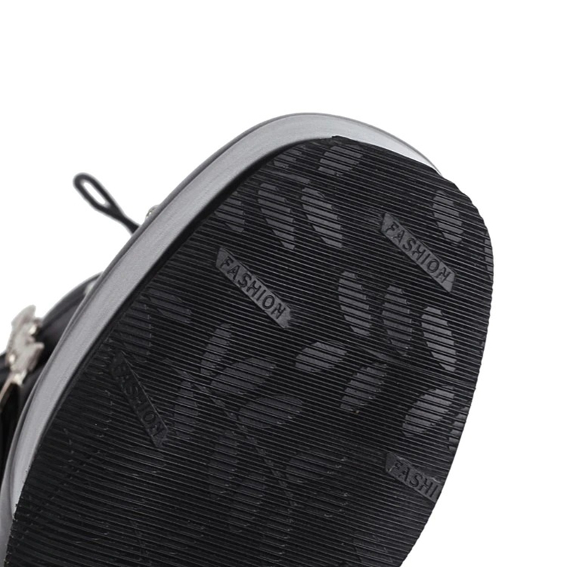 Gothic Women's Patent Leather Short Boots / Fashion High Heel Boots with Bat Buckle