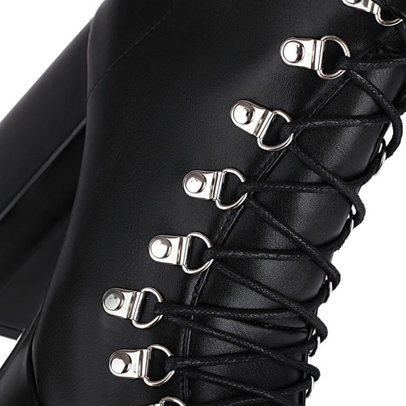 Gothic Women's Patent Leather Short Boots / Fashion High Heel Boots with Bat Buckle