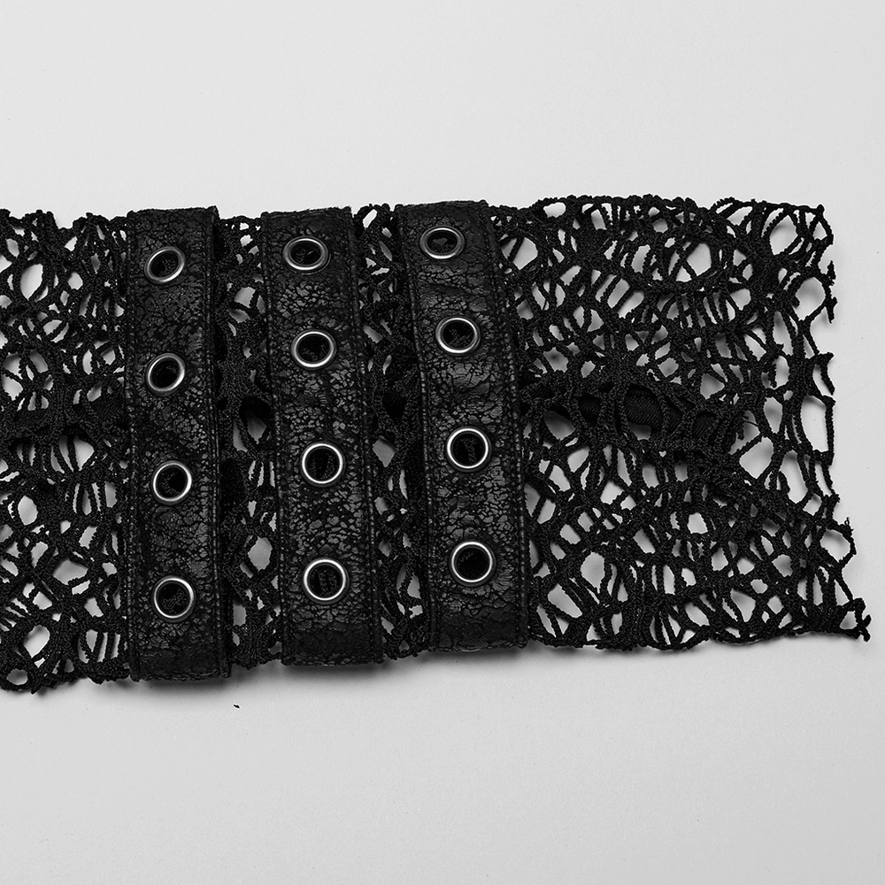 Gothic Women's Ripped Mesh and Lace Cropped Hoodie