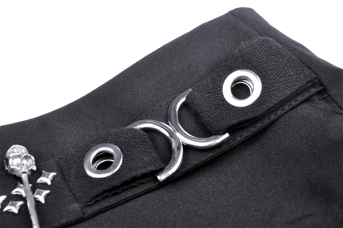 Gothic Women's Short Pleated Skirt with Chains and Studs