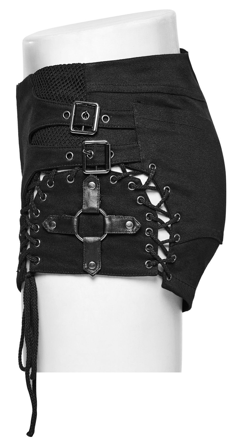 Gothic Women's Shorts with Low Waist and Side Laces