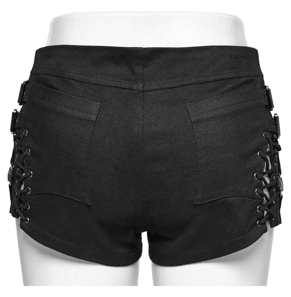 Gothic Women's Shorts with Low Waist and Side Laces