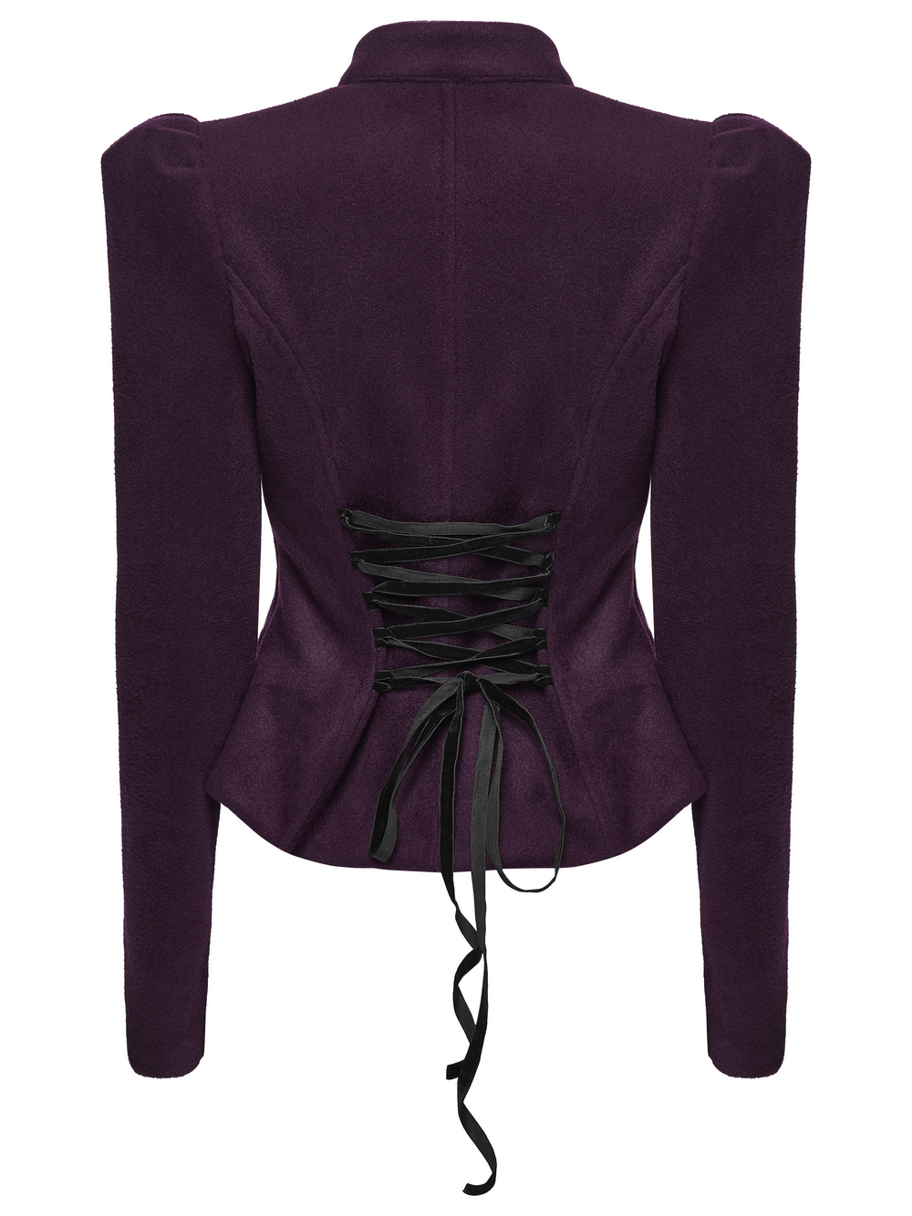 Gothic Woolen Jacket with Embroidery and Lace Back