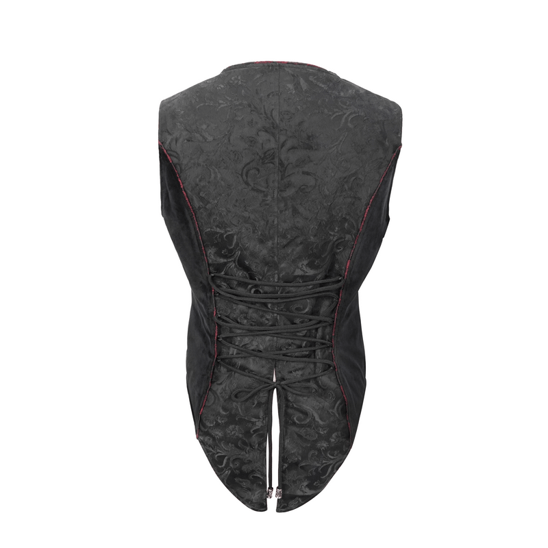 Gothic Zip Jacquard Tailed Vests / Elegant Vest with Lacing at the Back / Alternative Fashion