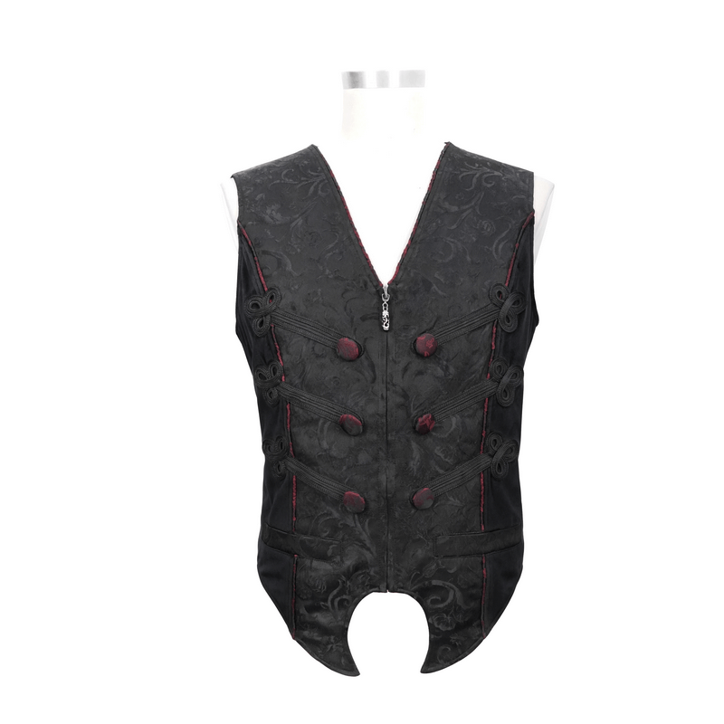 Gothic Zip Jacquard Tailed Vests / Elegant Vest with Lacing at the Back / Alternative Fashion