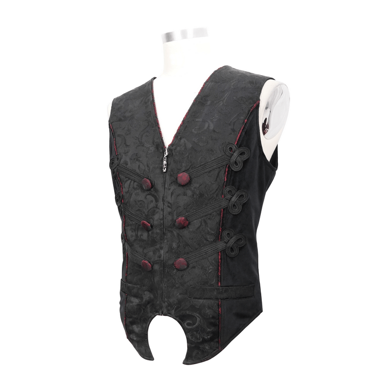 Gothic Zip Jacquard Tailed Vests / Elegant Vest with Lacing at the Back / Alternative Fashion