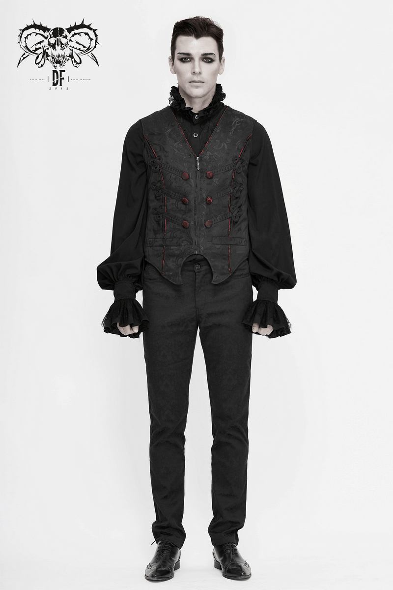 Gothic Zip Jacquard Tailed Vests / Elegant Vest with Lacing at the Back / Alternative Fashion