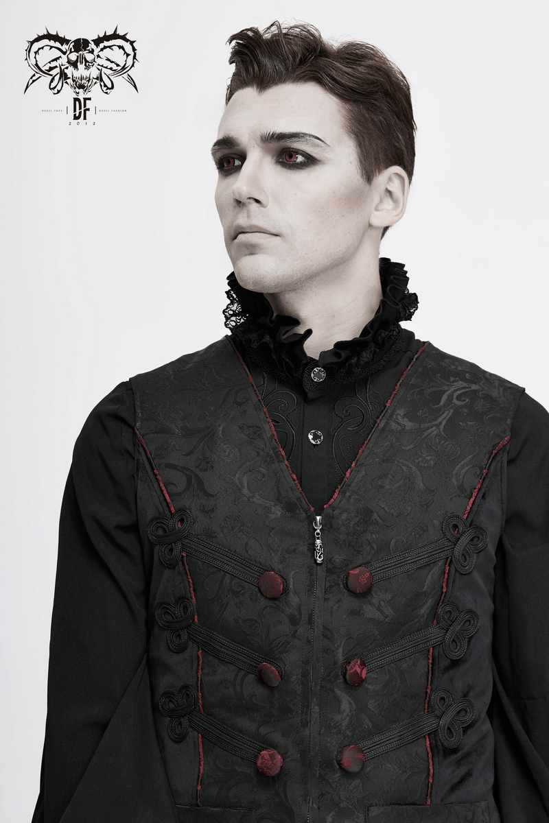 Gothic Zip Jacquard Tailed Vests / Elegant Vest with Lacing at the Back / Alternative Fashion