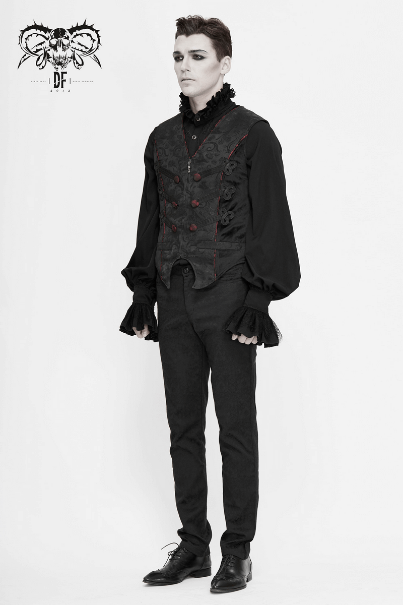 Gothic Zip Jacquard Tailed Vests / Elegant Vest with Lacing at the Back / Alternative Fashion