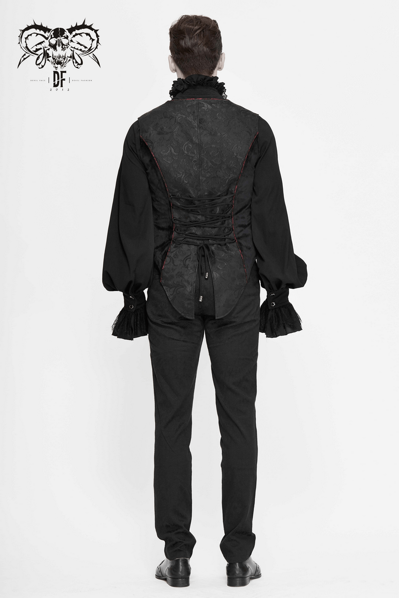 Gothic Zip Jacquard Tailed Vests / Elegant Vest with Lacing at the Back / Alternative Fashion