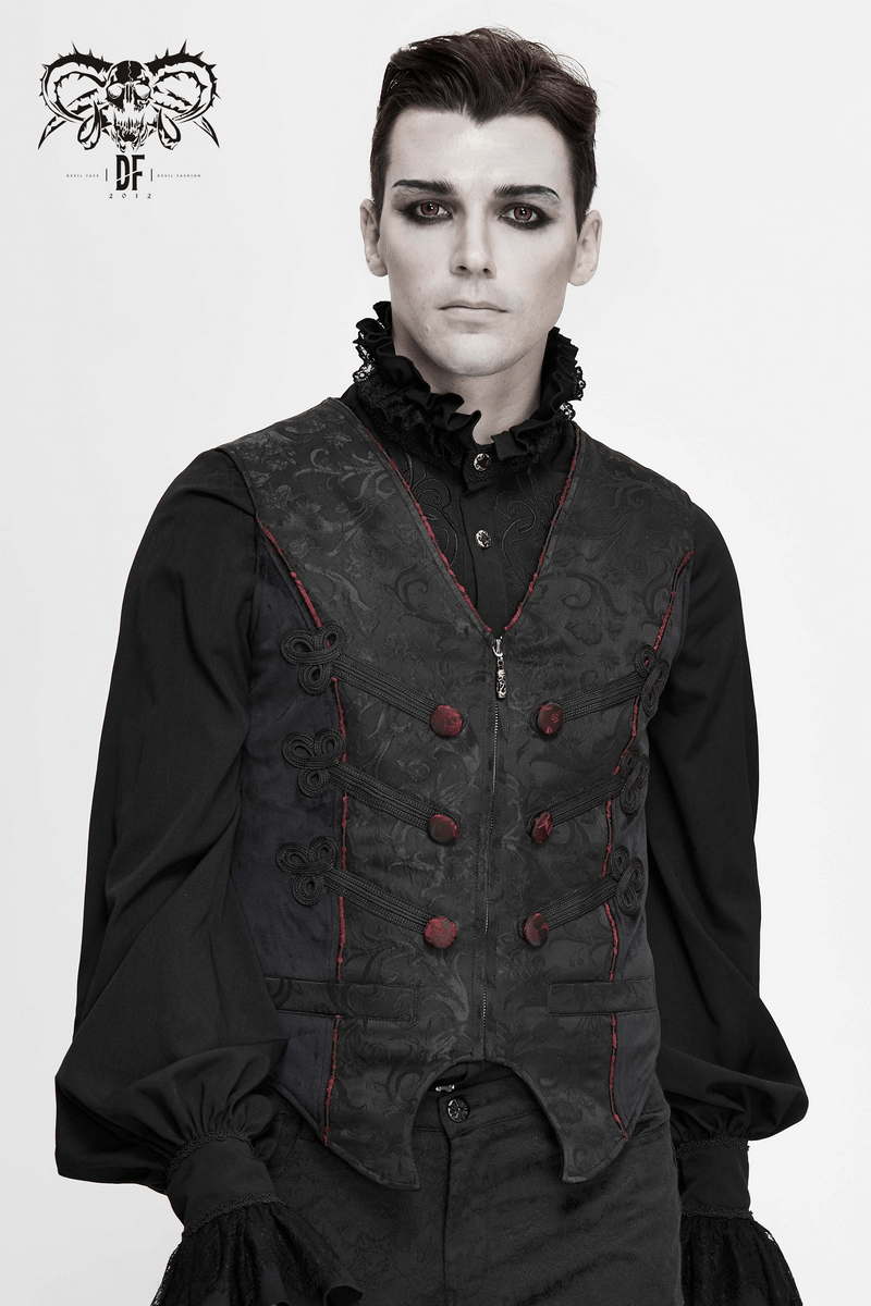 Gothic Zip Jacquard Tailed Vests / Elegant Vest with Lacing at the Back / Alternative Fashion
