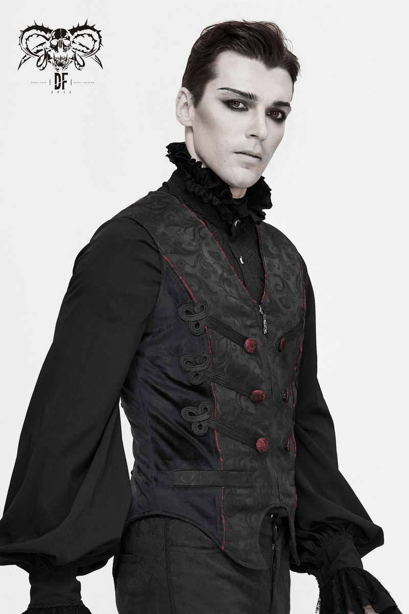 Gothic Zip Jacquard Tailed Vests / Elegant Vest with Lacing at the Back / Alternative Fashion