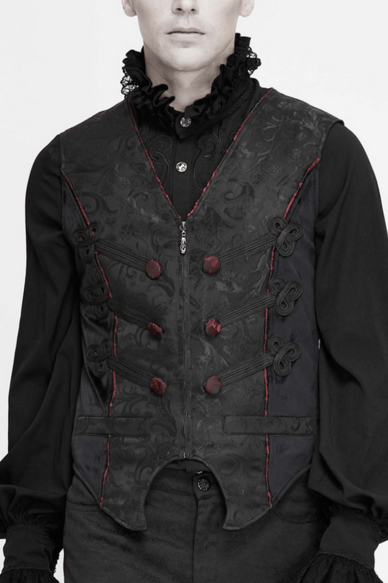 Gothic Zip Jacquard Tailed Vests / Elegant Vest with Lacing at the Back / Alternative Fashion