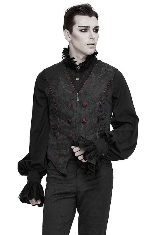 Gothic Zip Jacquard Tailed Vests / Elegant Vest with Lacing at the Back / Alternative Fashion