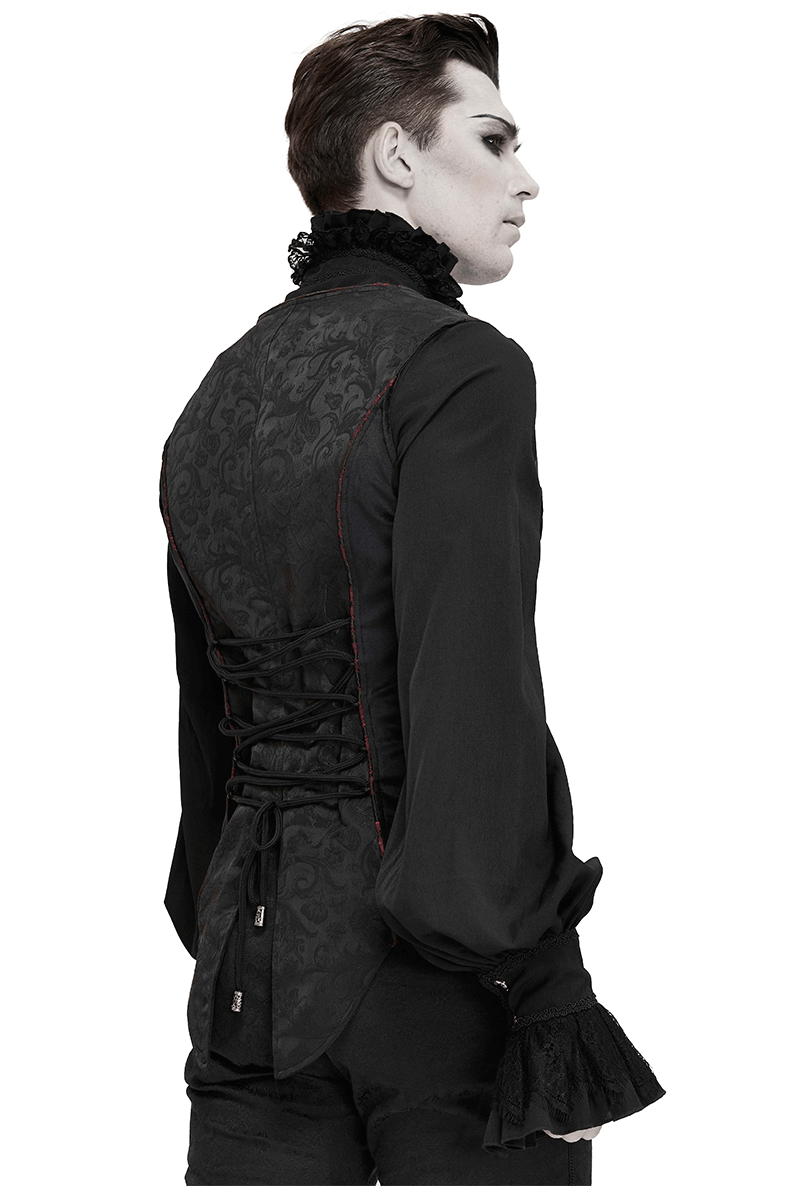 Gothic Zip Jacquard Tailed Vests / Elegant Vest with Lacing at the Back / Alternative Fashion
