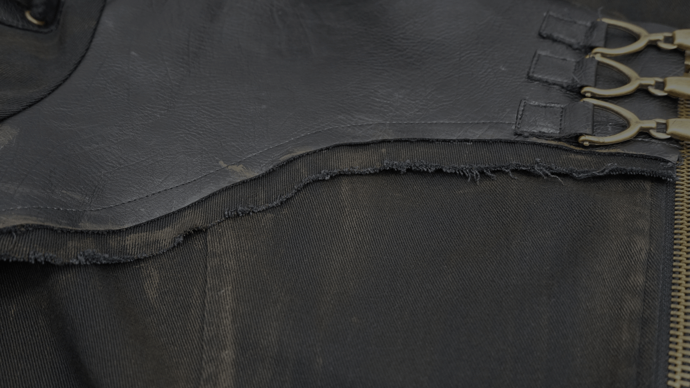 Gothic Zipper Hooded Trench Coat with Buckles / Men's Black Coat with Lace-up on Sleeves