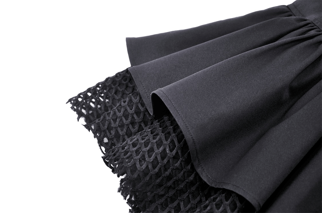 Gothic Zipper Lace-Up Mini Skirt With Buckle Details