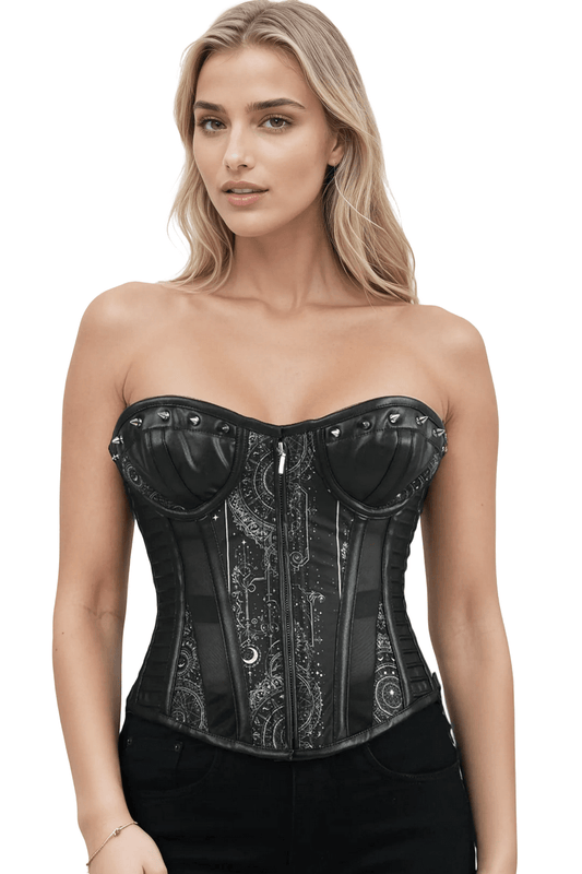 Gothic Zodiac Overbust Corset with Stud Details