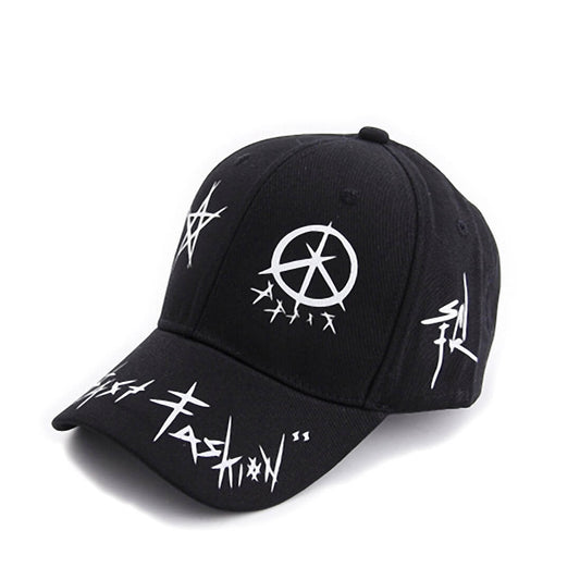 Graffiti Snapback Baseball Cap / Black and White Patchwork Men Women Punk Grunge hat