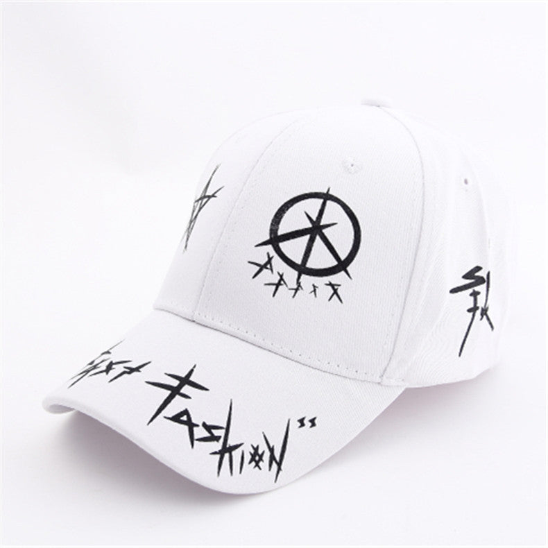 Graffiti Snapback Baseball Cap / Black and White Patchwork Men Women Punk Grunge hat