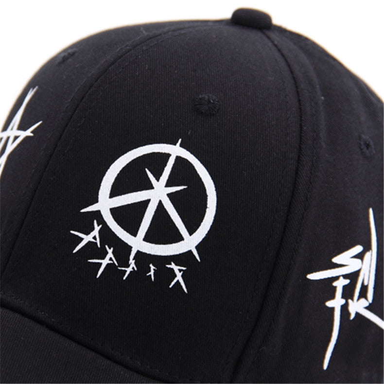 Graffiti Snapback Baseball Cap / Black and White Patchwork Men Women Punk Grunge hat