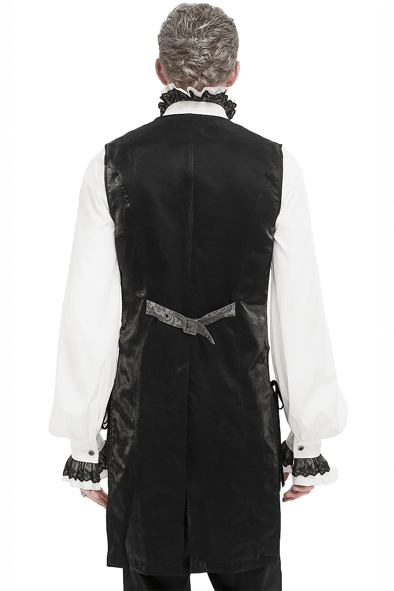 Gray and Black Gothic Jacquard Tailed Waistcoat for Men / Retro Elegant Male Clothing