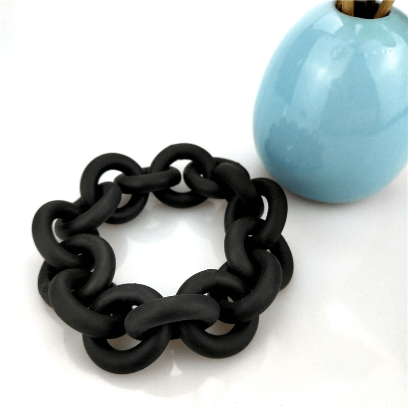 Handmade Rubber Bangles For Women / Punk Fashion Black Female Accessories