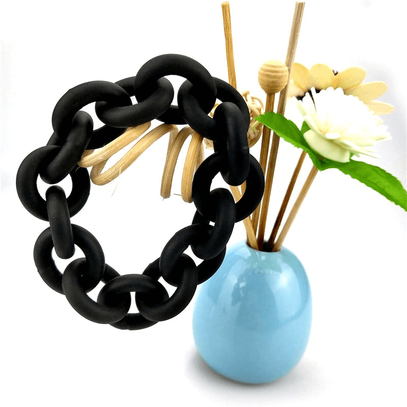Handmade Rubber Bangles For Women / Punk Fashion Black Female Accessories