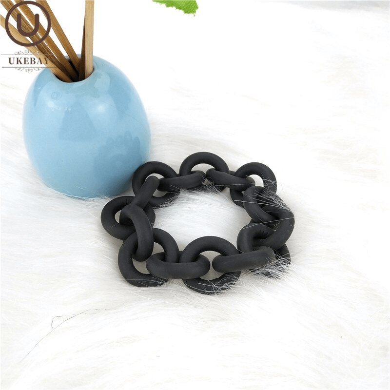 Handmade Rubber Bangles For Women / Punk Fashion Black Female Accessories