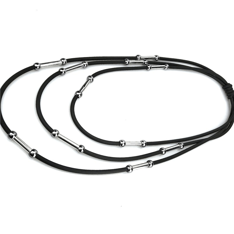 Handmade Rubber Necklaces / Women's Black Rope Jewelry / Bohemia Statement Pendant Necklaces